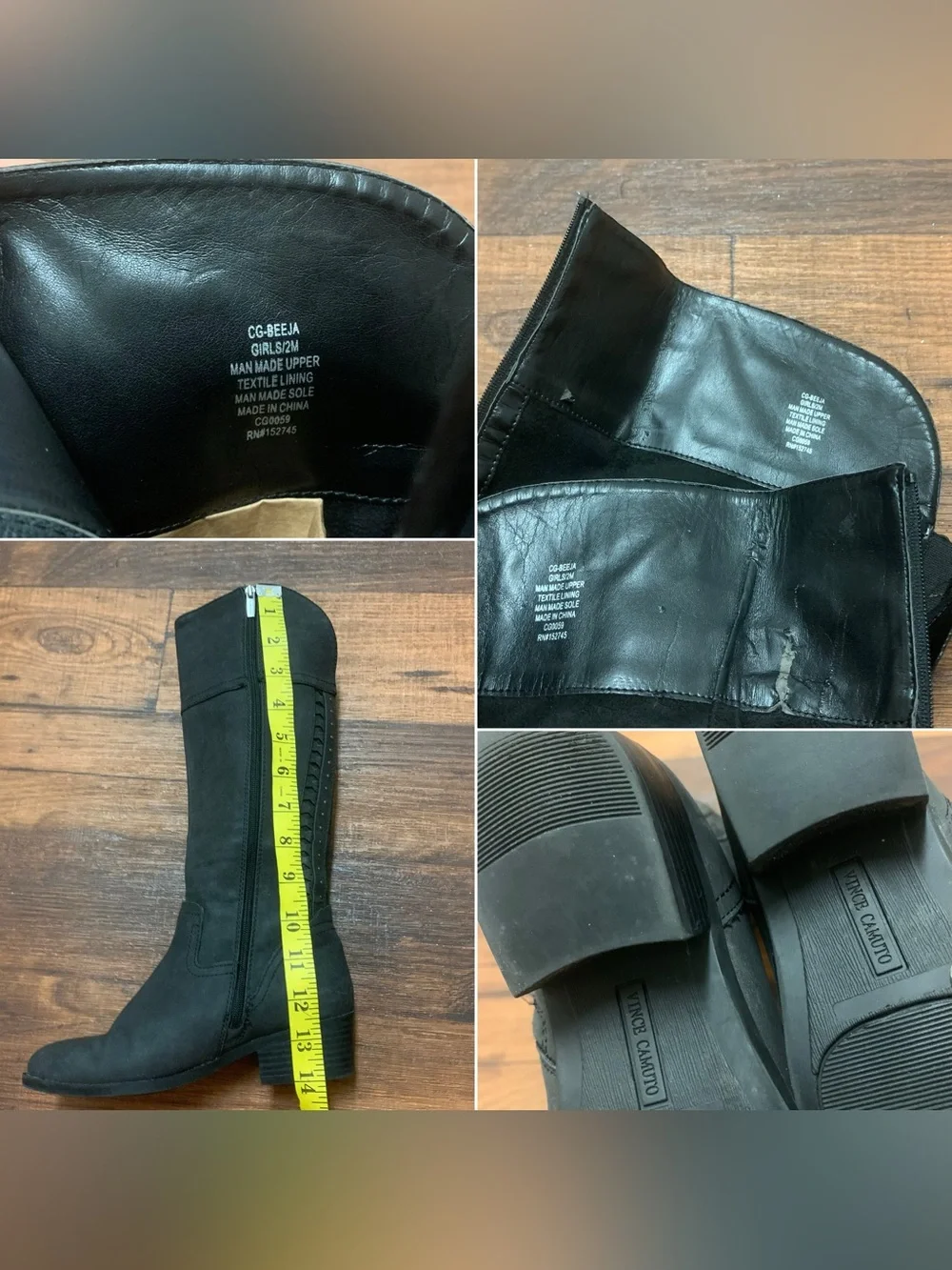 Vince Camuto Little/Big Girl's Sz 2 Beeja Dark Gray knee high Boots Shoes